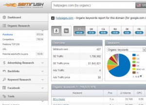 Hubpages SemRush Results Page Left Side